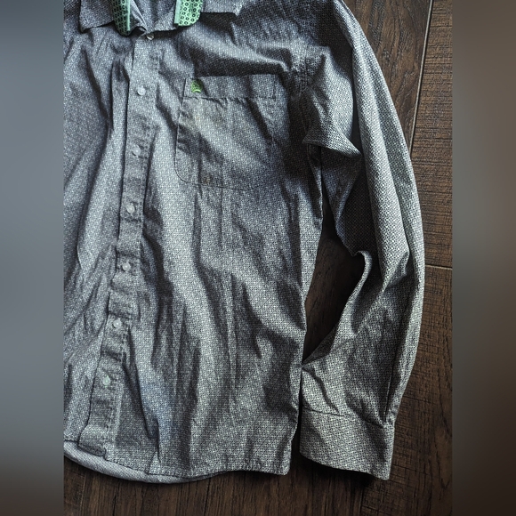 CINCH Long Sleeve Button Down Western Dress Shirt ~ Black & White w/ Green Sz S - Picture 3 of 16